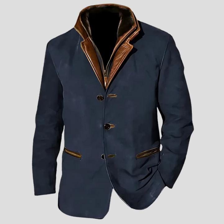 Retro contrastkraagjas voor heren