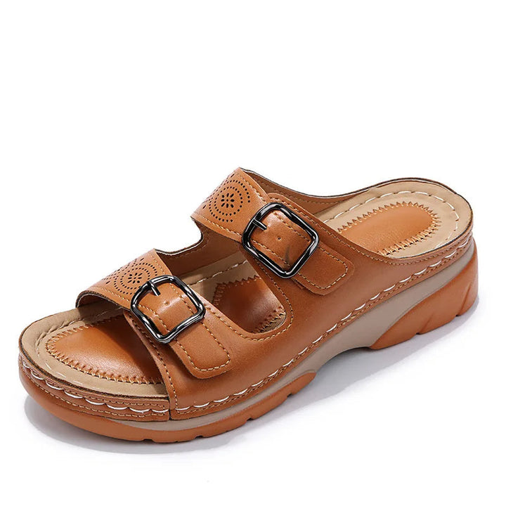 Selina – Wedge Sandalen met Dubbele Gesp