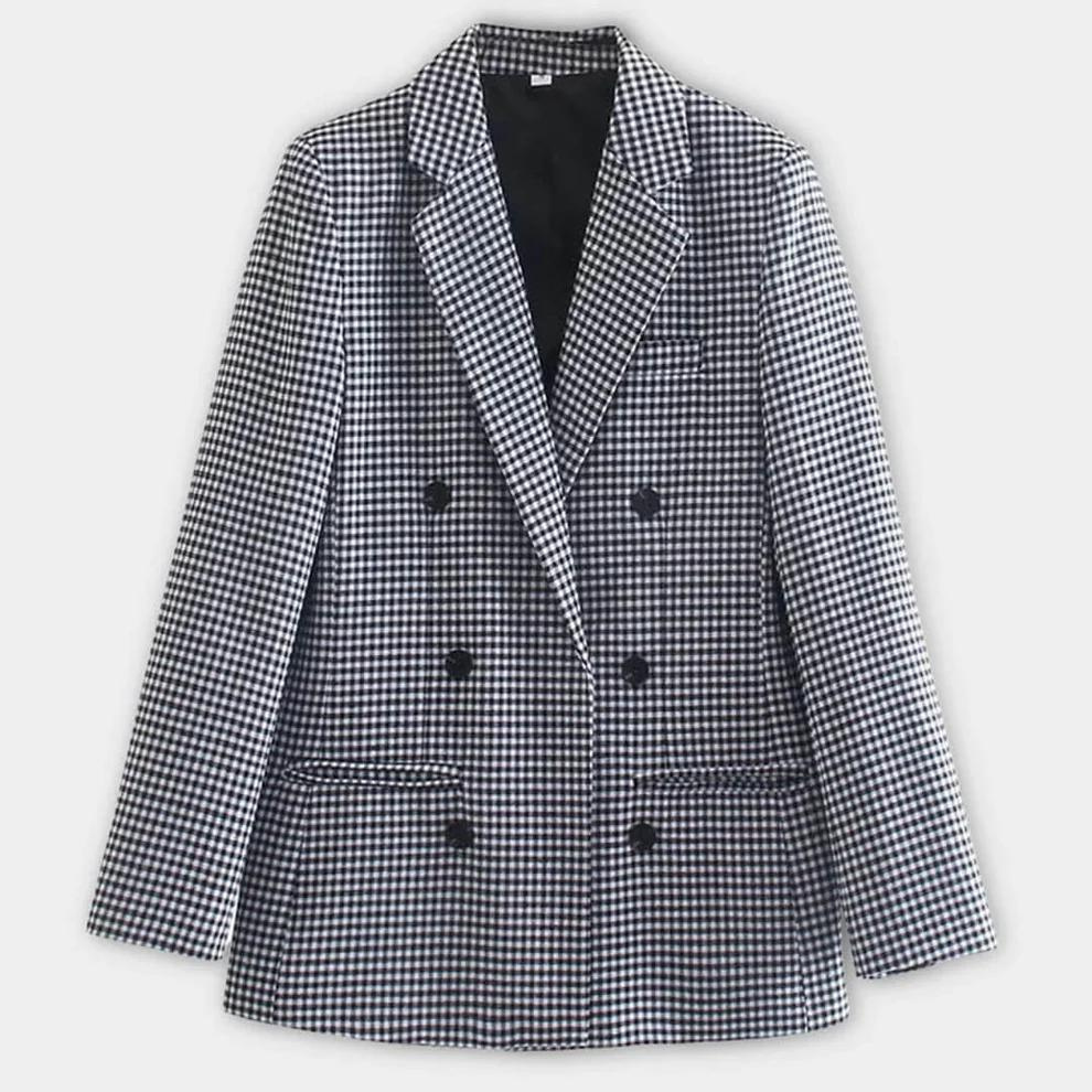 Geruite Blazer Klassiek Voor Dames