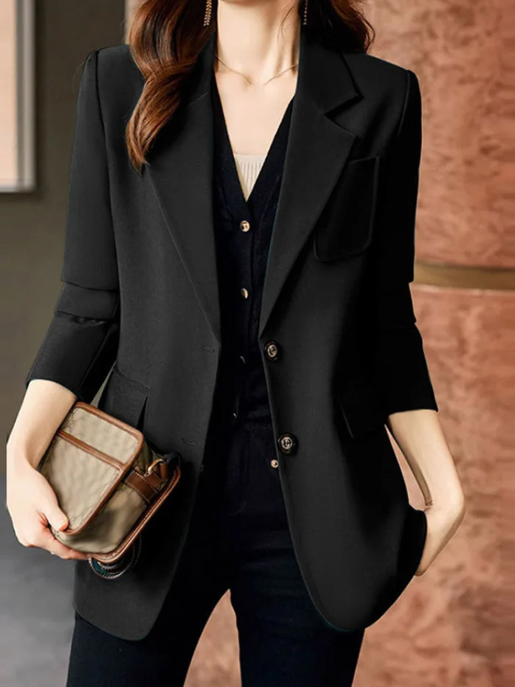 Getailleerde Lange Dames Blazer met Strakke Pasvorm & Zakdetails damespak elegant chique comfortabel vrouwenpak oversized