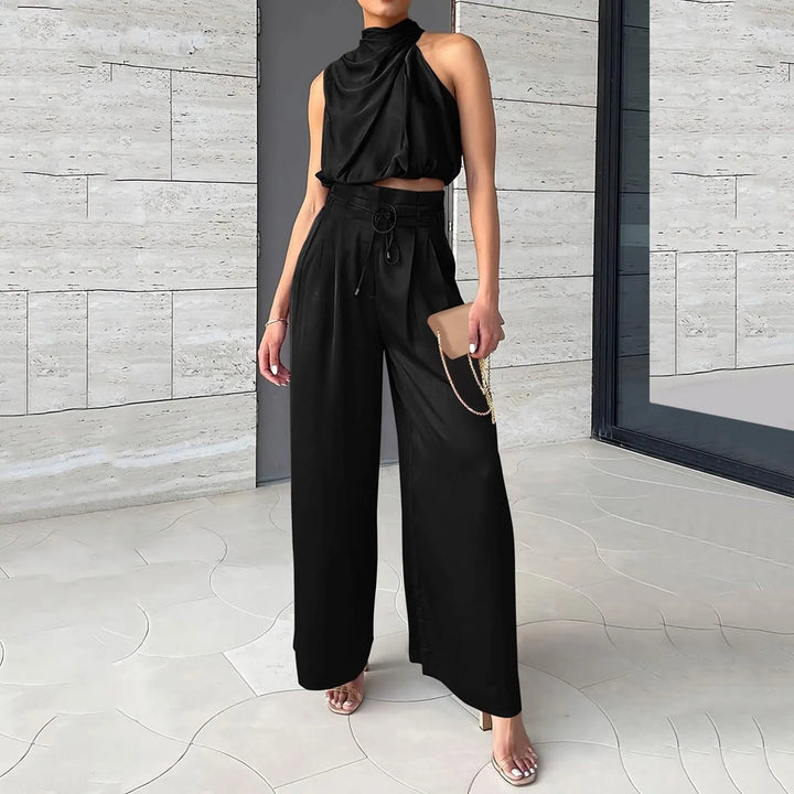 Liora - 2-delige zomerset met crop top en wijde broek