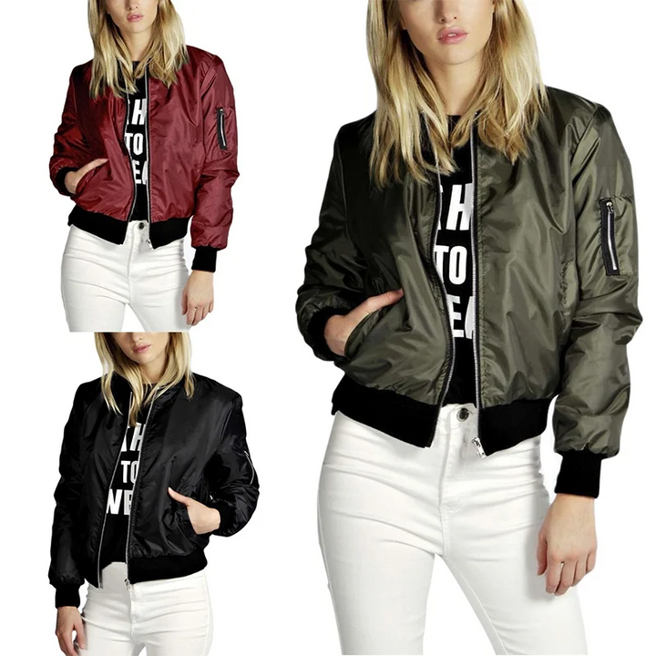 Bomberjack Dames, Casual Bomber Stijl met Geribde Manchetten vest damesjas zomerjas vrouwen 