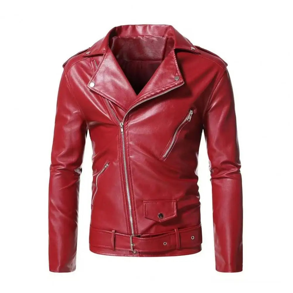 Slim Fit Imitatieleer Jas voor Heren