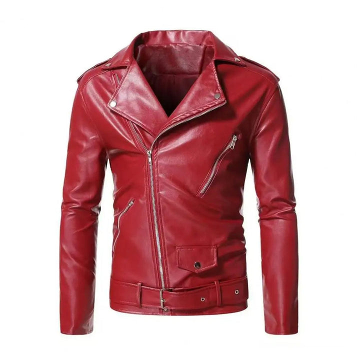 Slim Fit Imitatieleer Jas voor Heren