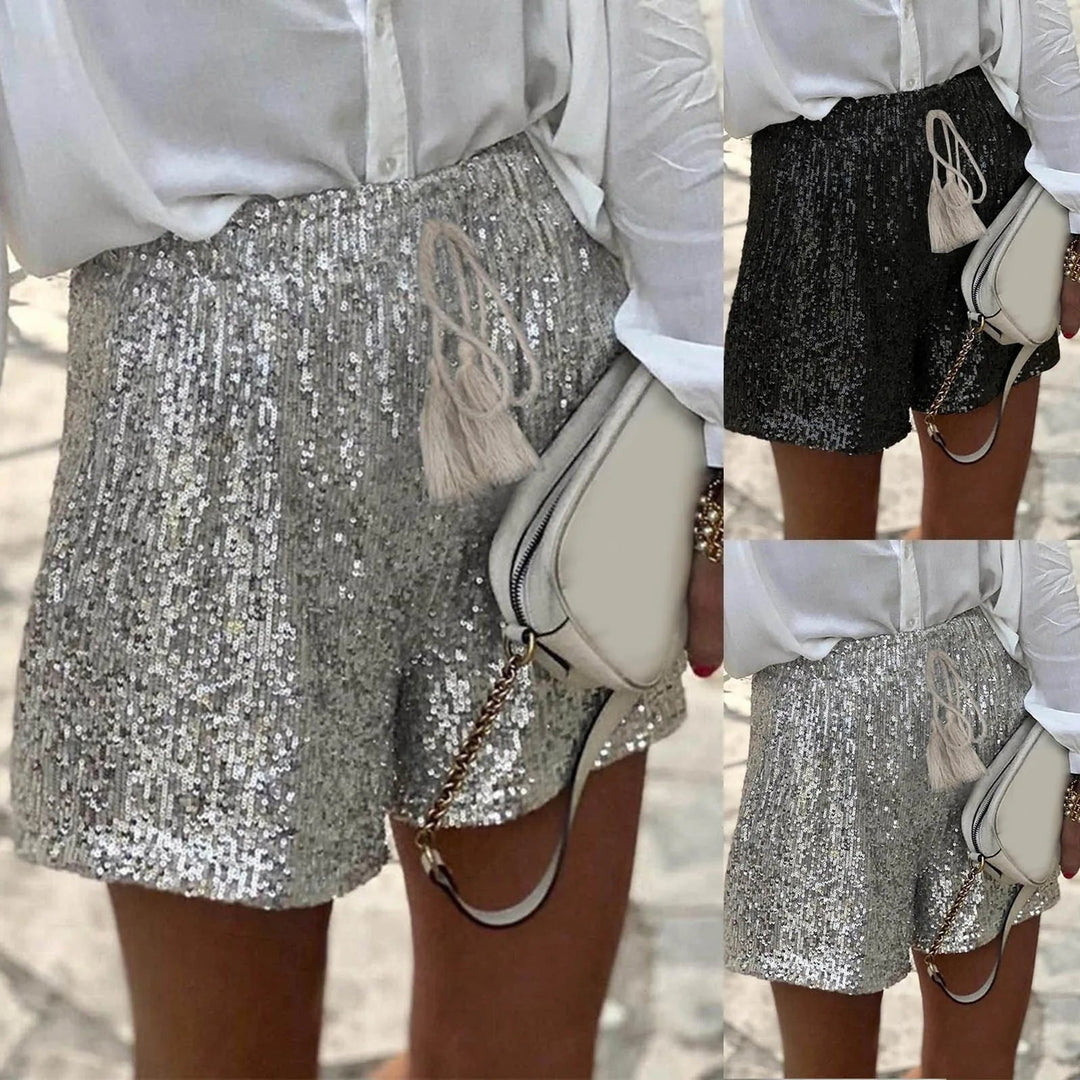 Zomerse Pailletten Shorts met Hoge Taille