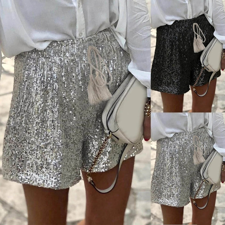 Zomerse Pailletten Shorts met Hoge Taille