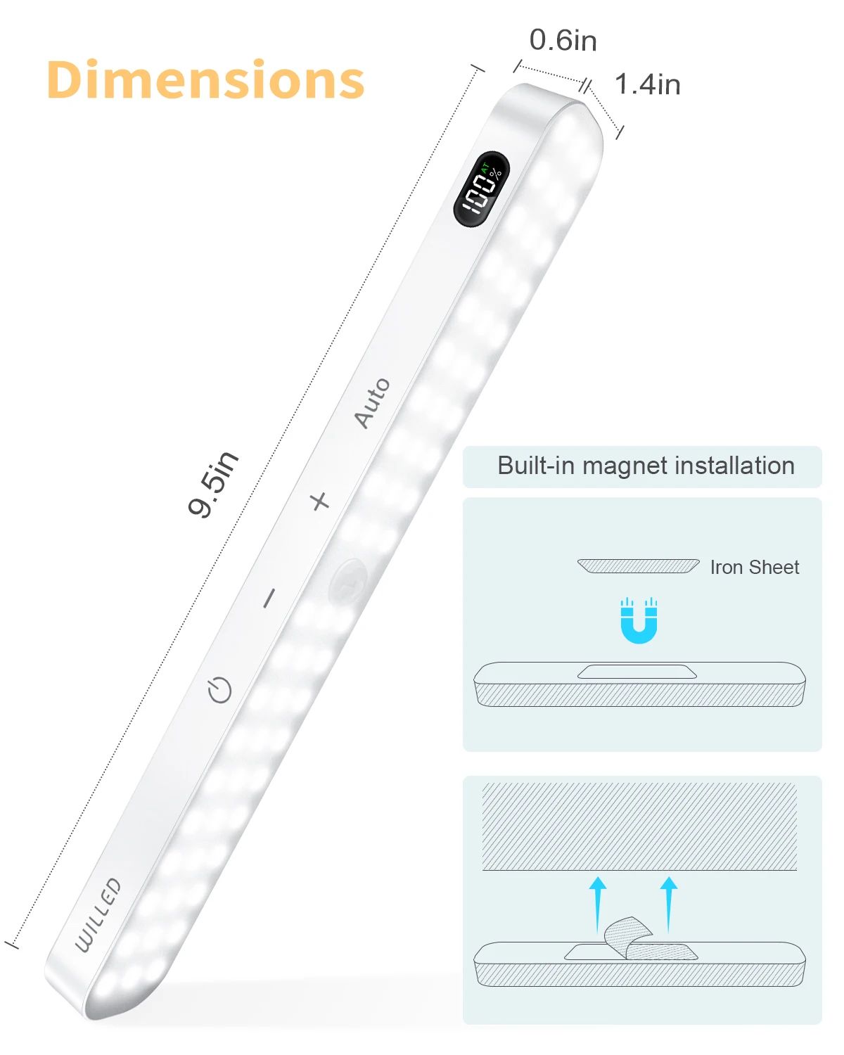 LumaBar - Bewegingssensor LED Kastlamp met Touchbediening en Oplaadbare Batterij 2PCS