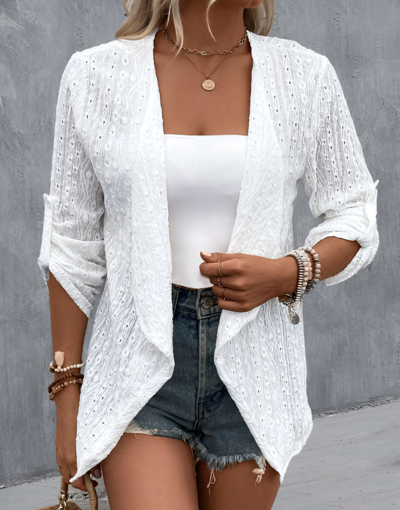 Dames gehaakt gebreid vest met relaxte pasvorm