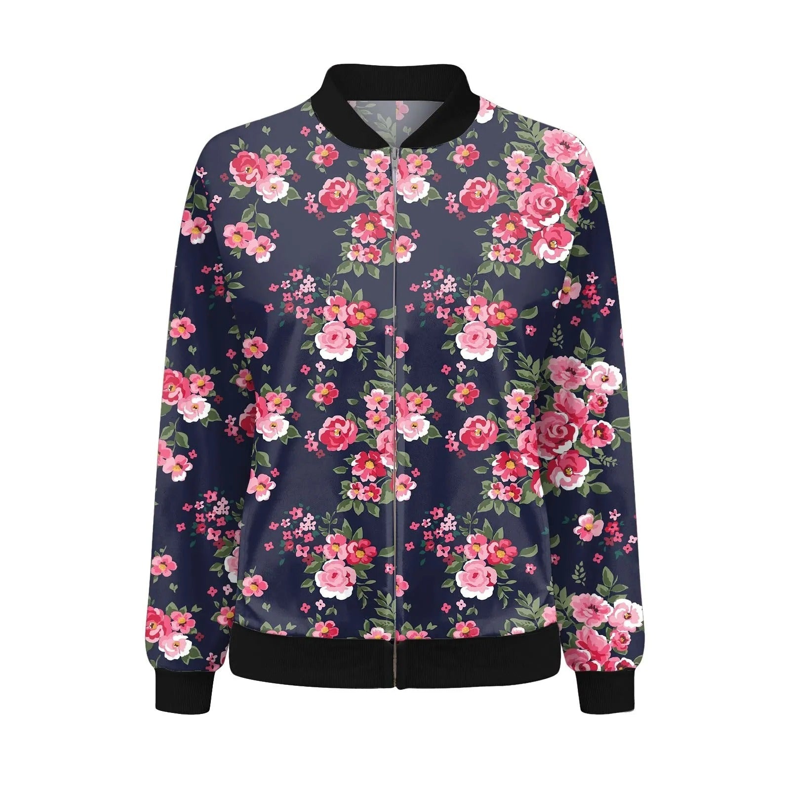 zomerse jas met bloemenprint dames chique elegant comfortabel lente voorjaarsjas vrouwern bomberjas vest trui met rits