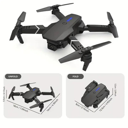 Kindervriendelijke Drone E88 – Dual Camera, WiFi Besturing, Opvouwbaar Design, 480p Video – Perfect Cadeau voor Kerst & Feestdagen, Indoor/Outdoor Quadcopter met 40m Hoogte & 50m Bereik