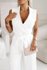 Elegante V-Hals Jumpsuit met Strikdetail