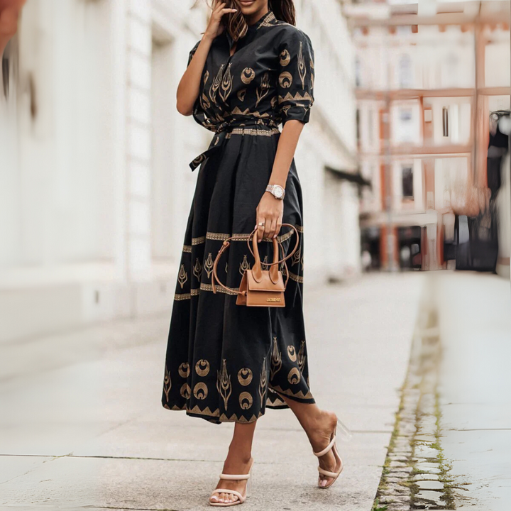 Dames katoenen jurk met korte mouwen