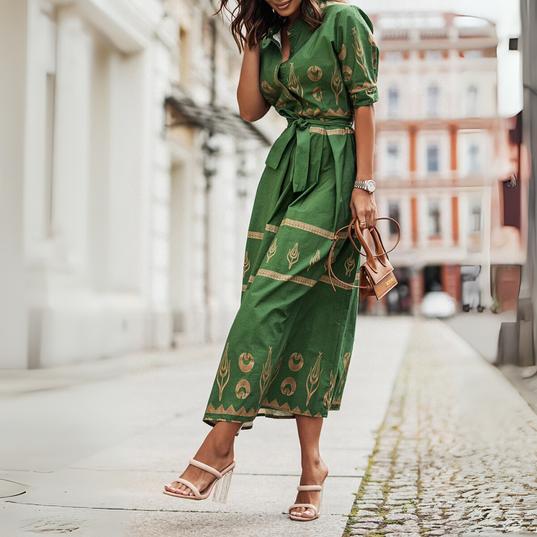 Dames katoenen jurk met korte mouwen