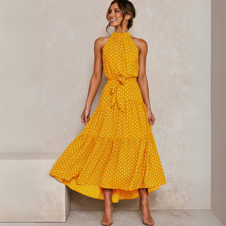 Polka Dot Fit-and-Flare Midi-jurk