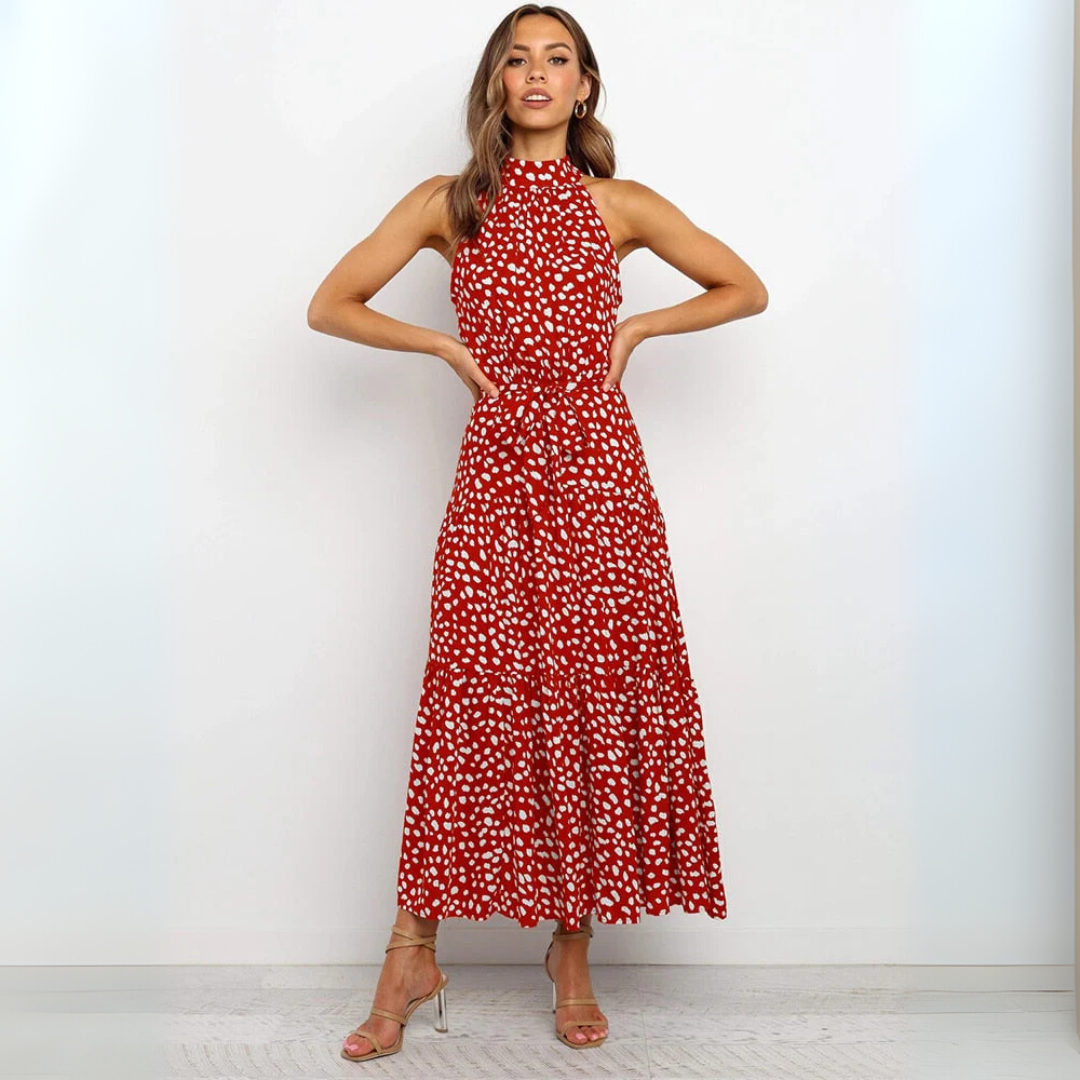 Polka Dot Fit-and-Flare Midi-jurk