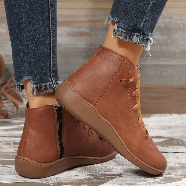 Retro Ankle Boots van Zacht PU-Leder