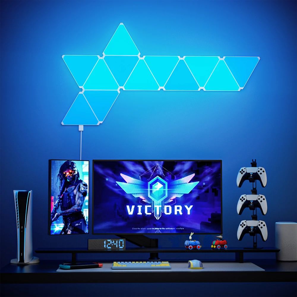 Quantum LED Driehoek Lamp - Superdunne RGB Muurverlichting met Wifi & Bluetooth App Controle voor Game- en Slaapkamer Decor