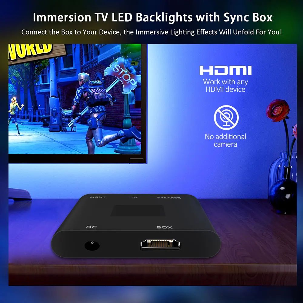 Ambient TV & PC Backlight LED Strip - Kleursynchronisatie voor HDMI-apparaten met Alexa & Google Ondersteuning