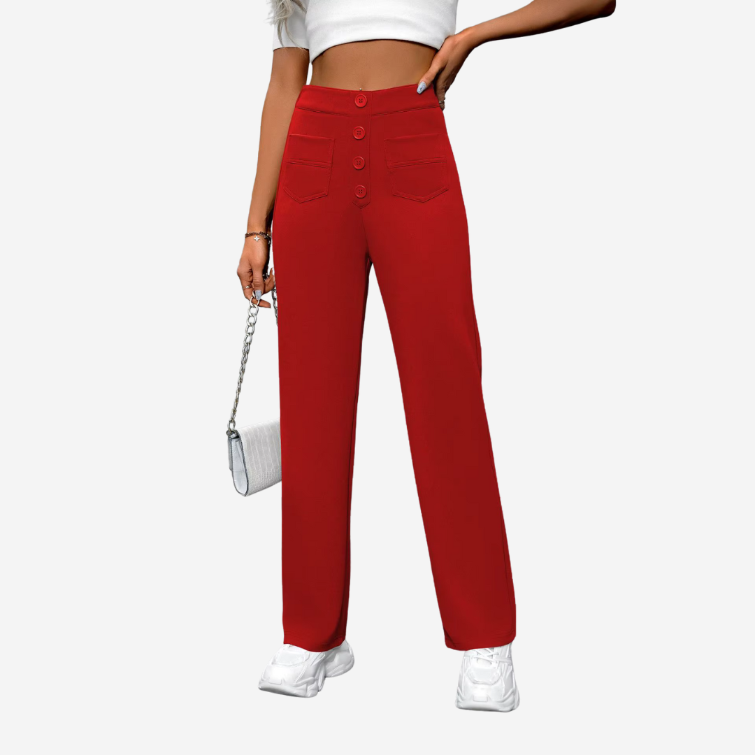 Casual Rechte Broek met Hoge Taille