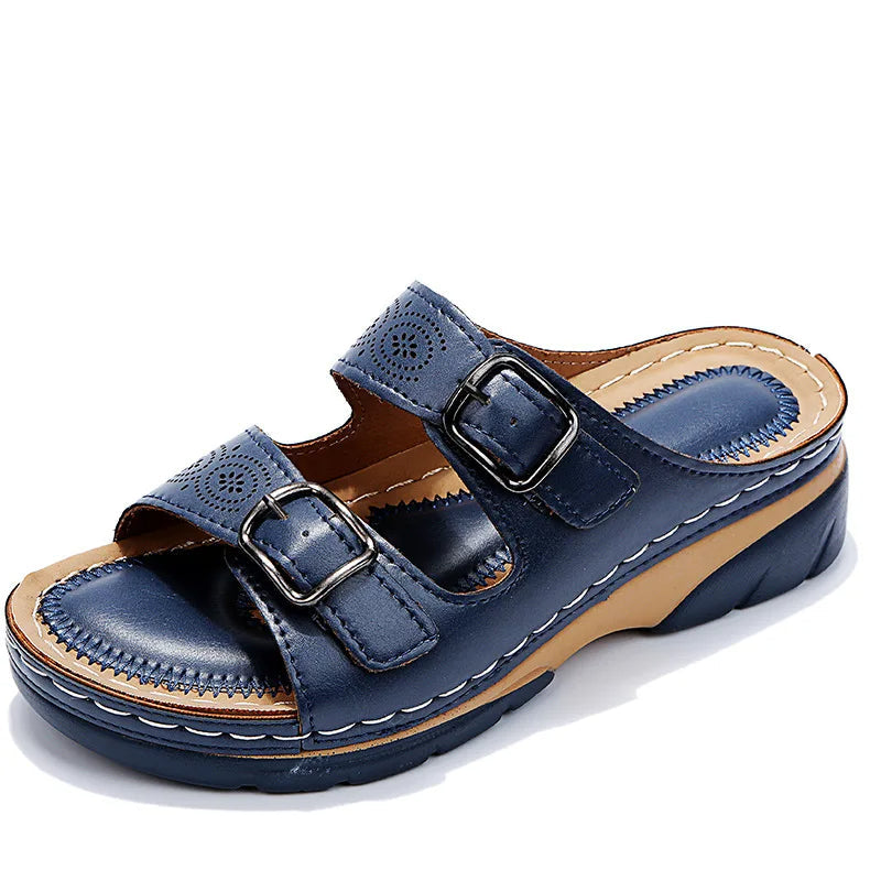 Selina – Wedge Sandalen met Dubbele Gesp