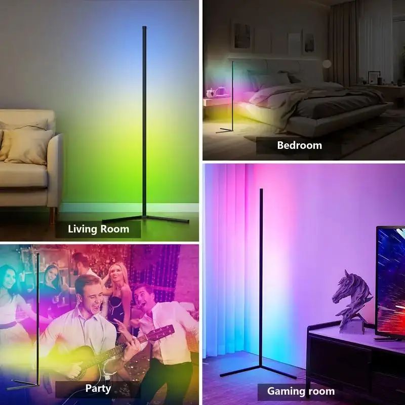SmartRGB 155 cm Hoek Vloerlamp - Dimbare Kleurveranderende Verlichting met App-bediening en Muzieksynchronisatie voor Woonkamer, Slaapkamer en Gamekamer