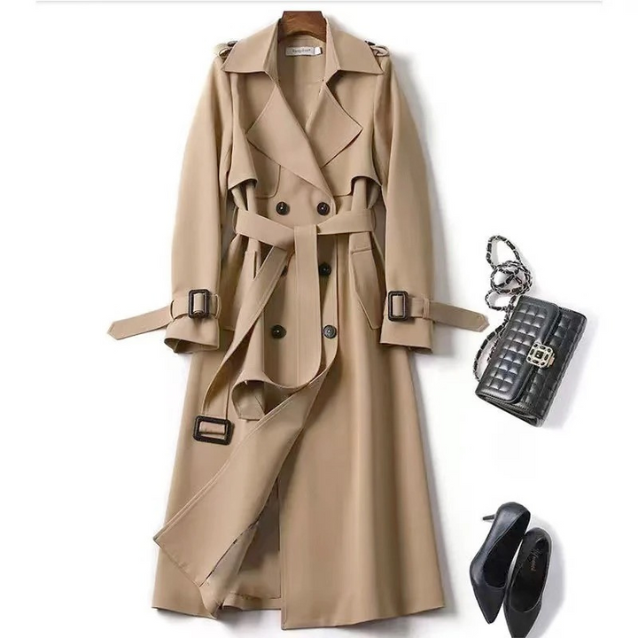 ORLANDO - Lange Classy Trenchcoat Dames damesjas knopen riemsluiting lang najaarsjas comfortabel tijdloos