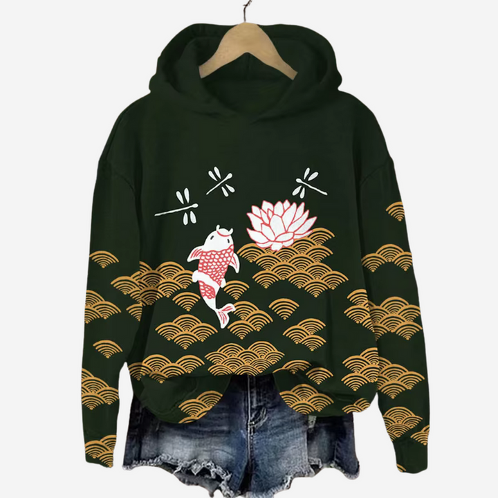 Casual Hoodie met Koi Art Print