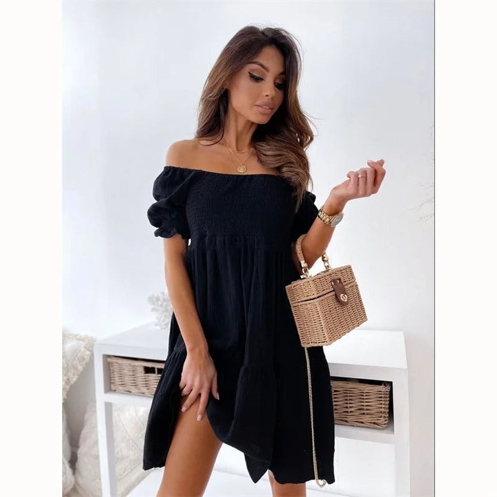 One-shoulder zomerjurk met A-lijn en open rug