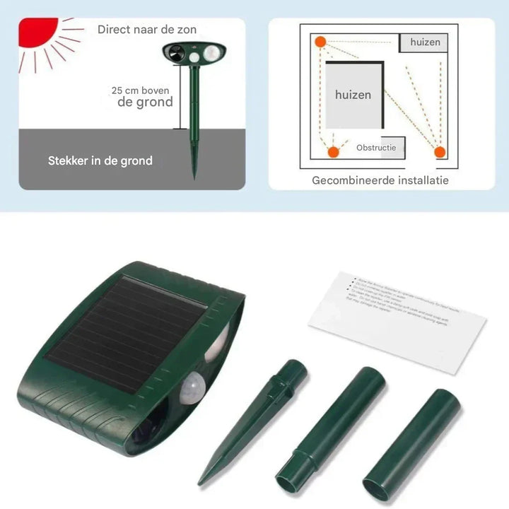 Bewegingsgedrafterde zonne-ultrasone dierenverjager