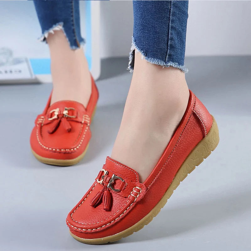 Leren Ballerina Schoenen Dames