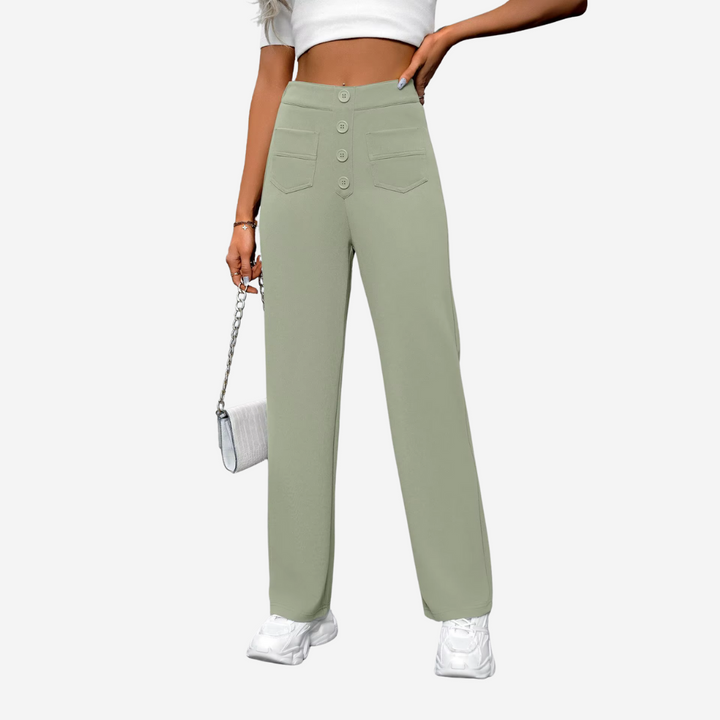 Casual Rechte Broek met Hoge Taille