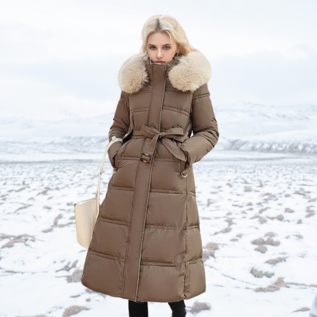 Warme Luxe Winterjas Met Bontkraag Voor Dames - Nordelle