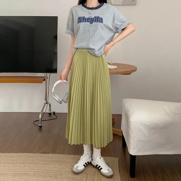 Elvya – Elegante Geplooide Midi-Rok