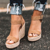 Casual sandalen met T-band en sleehak voor dames