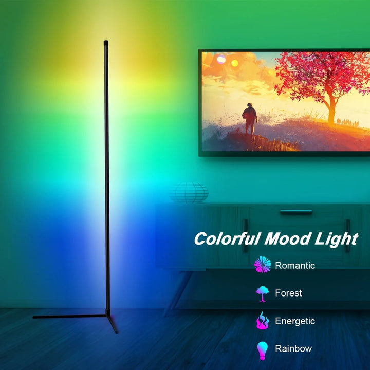 SmartRGB 155 cm Hoek Vloerlamp - Dimbare Kleurveranderende Verlichting met App-bediening en Muzieksynchronisatie voor Woonkamer, Slaapkamer en Gamekamer