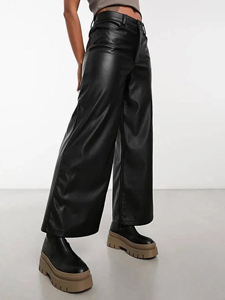 Hoge Taille Leren Broek voor Dames