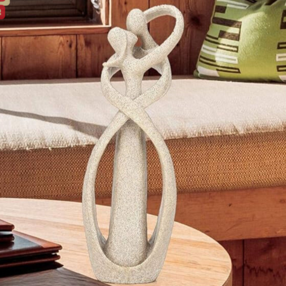 Eeuwige Omhelzing - Abstract Kunst Beeldje - Tijdloze Liefde - Uniek cadeau voor vrienden of familie