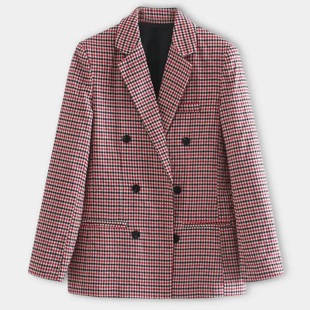 Geruite Blazer Klassiek Voor Dames