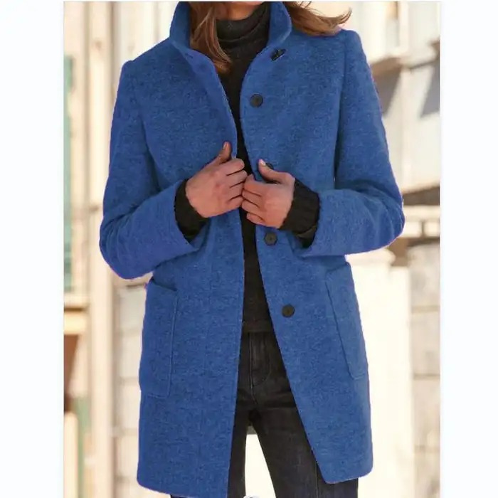 Roades - Stijlvolle Trenchcoat Damesjas lange mouwen knopen hoge kraag elegant chique formeel damesjas