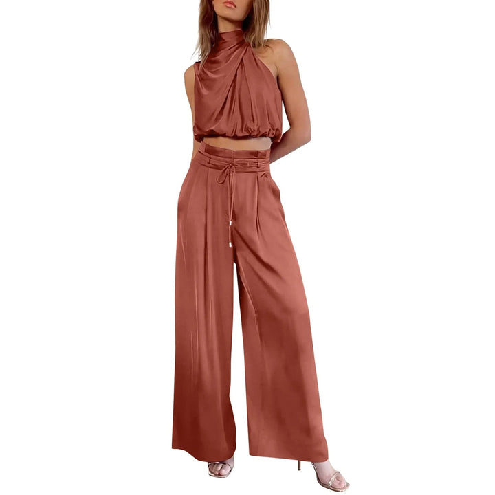 Liora - 2-delige zomerset met crop top en wijde broek