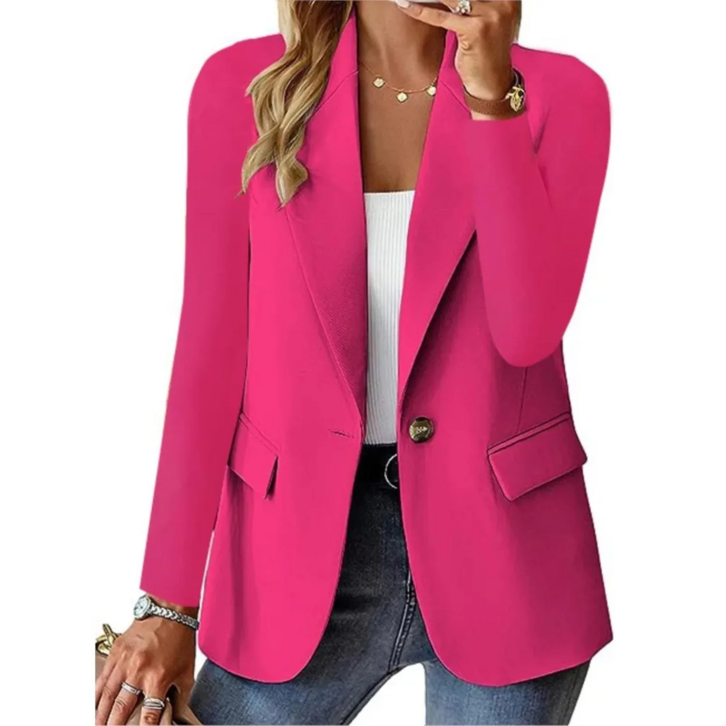 Getailleerde Casual Blazer Met Één Knoop Dames