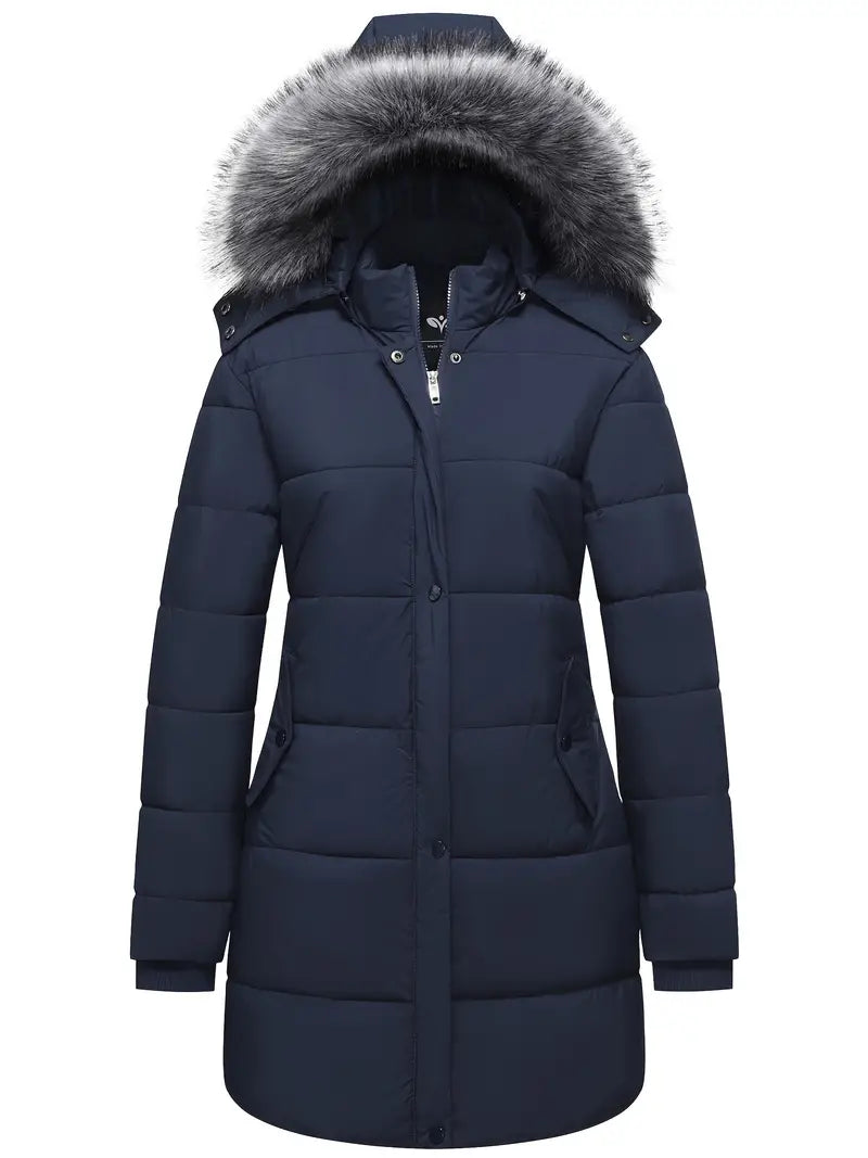 Puffer Winterjas Met Bont Capuchon Dames - Amira