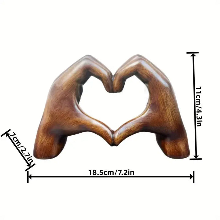 WoodLove - Hart Standbeeld - Liefde Hars Handen Hart Beeld