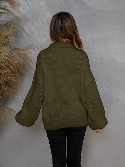 Casual Sweater Met Halve Rits