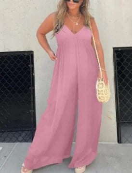 Elegante Jumpsuit met V-hals Dames jurk roze