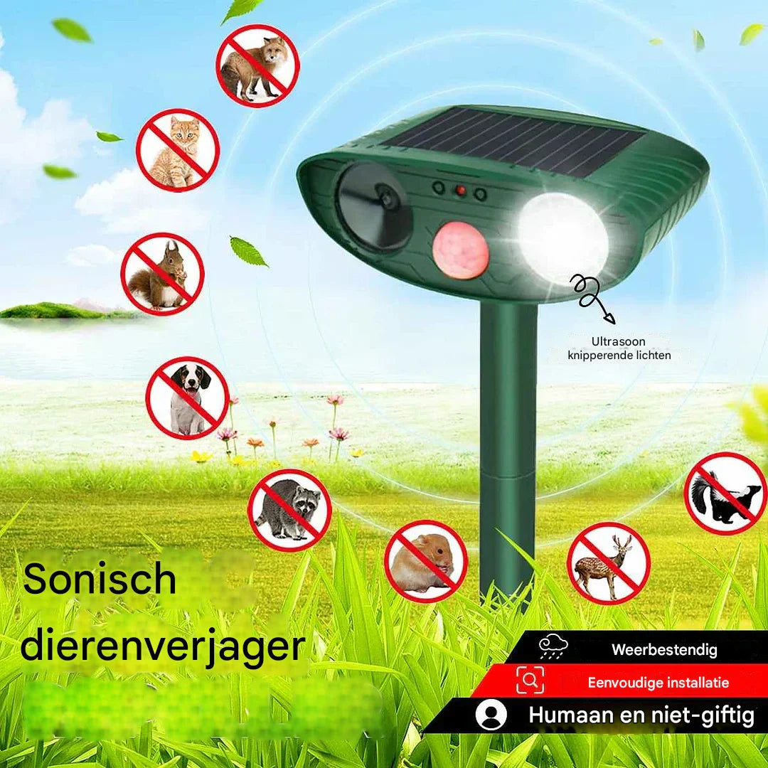 Bewegingsgedrafterde zonne-ultrasone dierenverjager