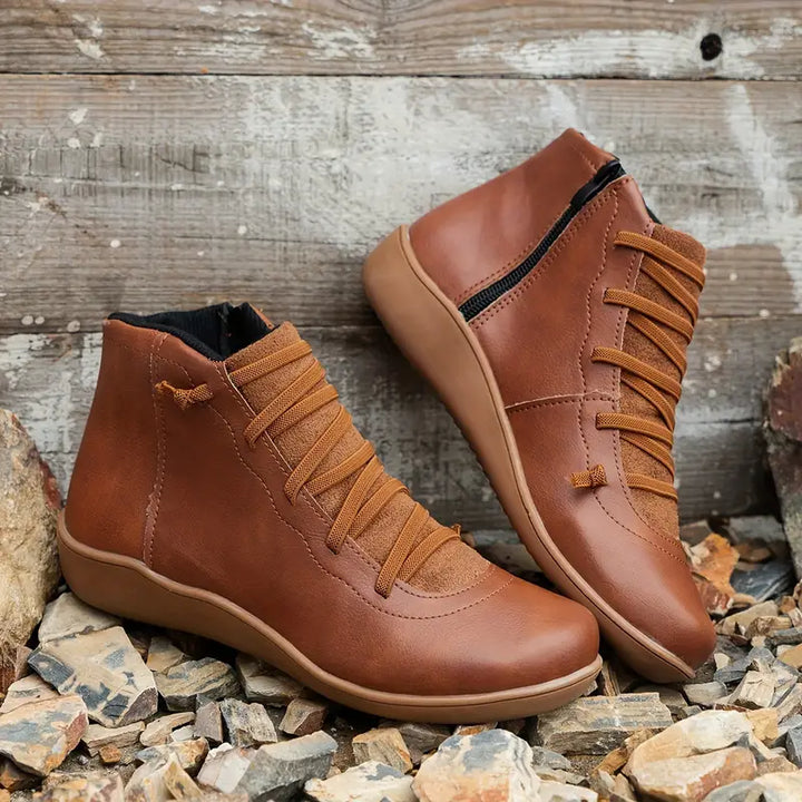 Retro Ankle Boots van Zacht PU-Leder