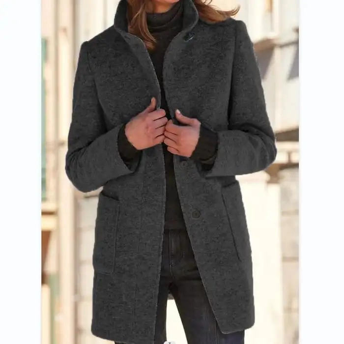 Roades - Stijlvolle Trenchcoat Damesjas lange mouwen knopen hoge kraag elegant chique formeel damesjas