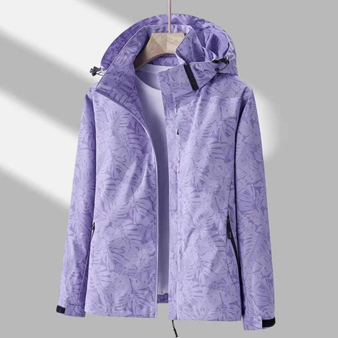 casual comfortabele zomerjas voor vrouwen, outdoor tussenjas met zakken en capuchon, waterdichte jas en wintdichte jas met zakken outdoorjacket voor het wandelen en sportieve jas windbreaker paars