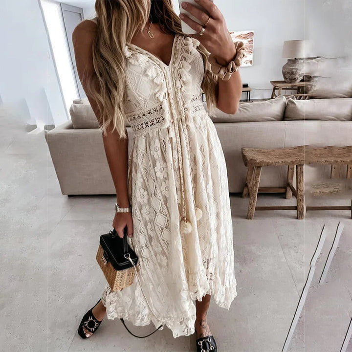 Maeva – Boho Kanten jurk met Kwastjes